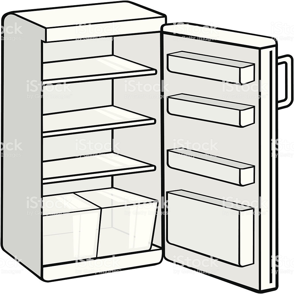 1024x1024 Open Refrigerator Clipart Black And White