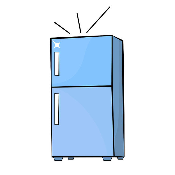 600x600 Cartoon Style Fridge Drawing Art Print