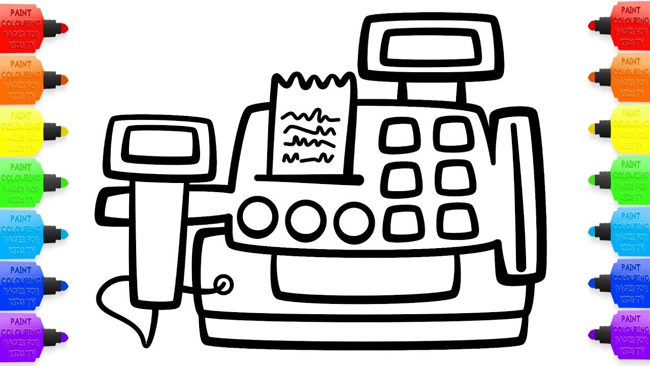 1280x720 Toy Cash Register Coloring Book For Kids Color Kids