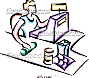 300x264 Woman Operating The Cash Register Clip Art