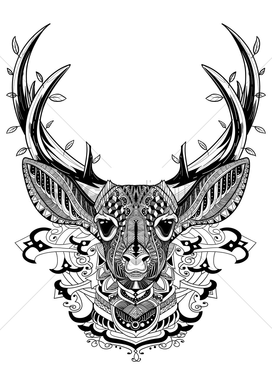 919x1300 Intricate Reindeer Design Vector Image