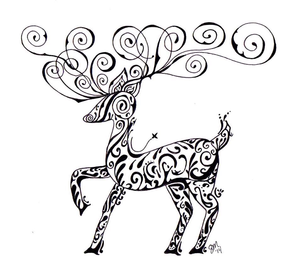 960x844 Reindeer Drawing Free Download