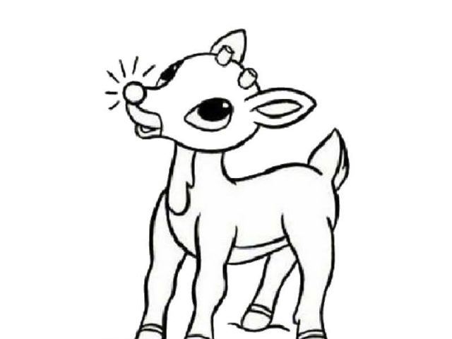 640x480 Reindeer Coloring Template With Rudolph The Red Nosed