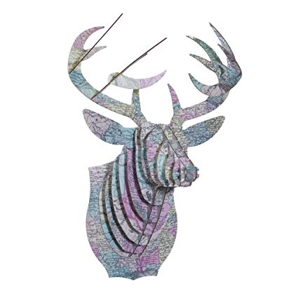 425x425 Cardboard Safari Vintage Map Buck Jr Deer Head