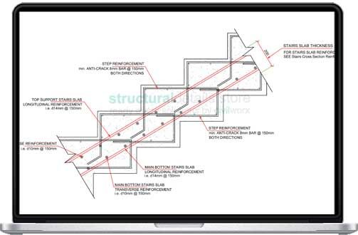 503x330 Slabless Stairs Cross Section Reinforcement Details Stirrups