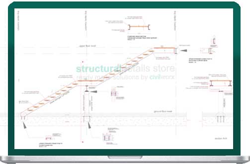 503x330 straight single flight steel staircase detail