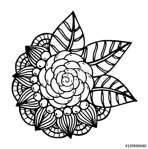 497x500 Doodle Floral Pattern In Black And White