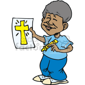 300x300 Christian Holding A Cross Drawing Clipart Royalty Free Clipart