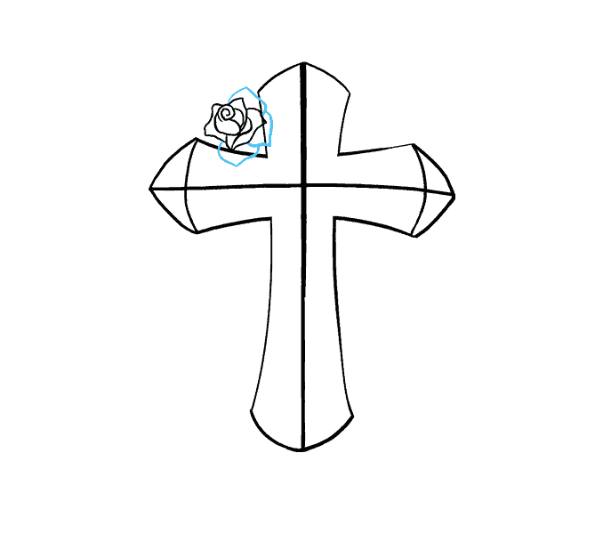 678x600 How To Draw A Cross With A Rose In A Few Easy Steps Easy Drawing