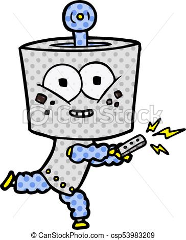 364x470 Happy Cartoon Robot With Remote Control