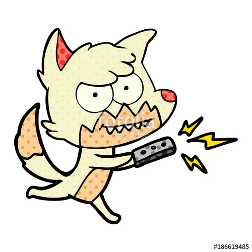 500x500 Cartoon Grinning Fox With Remote Control Stock Image And Royalty