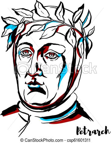 366x470 petrarch portrait petrarch engraved vector portrait with ink