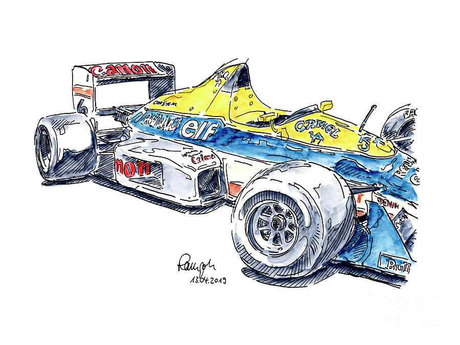 900x675 williams renault racecar ink drawing and watercolor