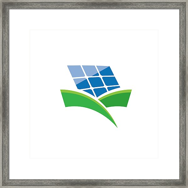 600x600 vector sign solar panel, green energy and renewable framed print