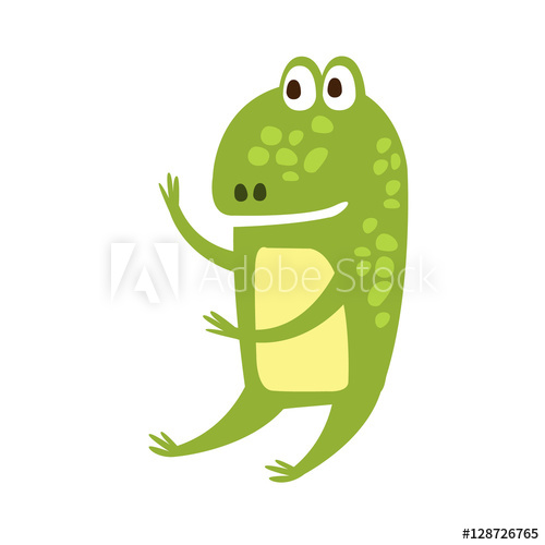 500x500 Frog Sitting Like Human Flat Cartoon Green Friendly Reptile Animal