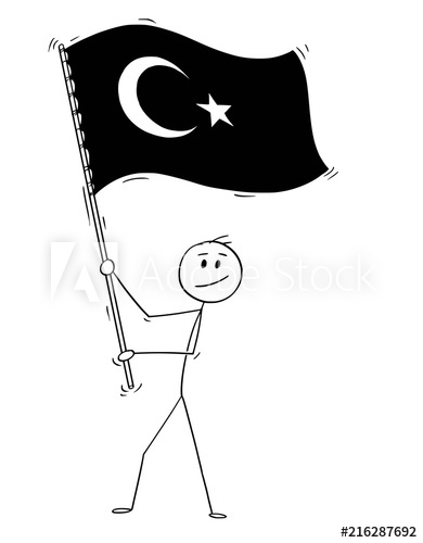 390x500 Cartoon Drawing Conceptual Illustration Of Man Waving The Flag