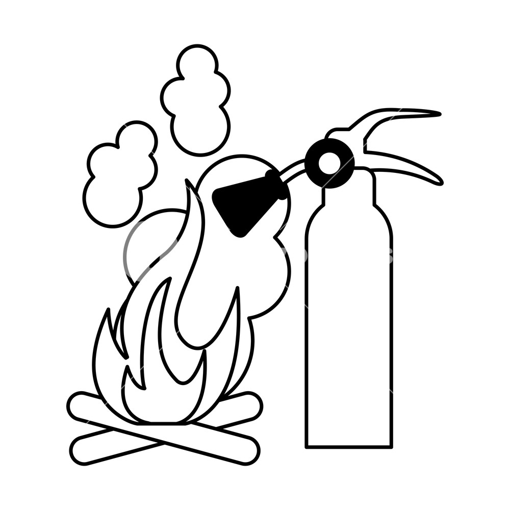 1000x1000 Firefighter Rescue Emergency Extinguisher And Bonfire Vector