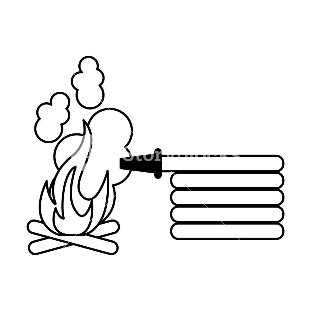 1000x1000 Firefighter Rescue Emergency Hose And Bonfire Vector Illustration