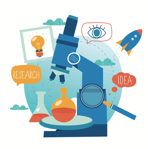 517x519 Microscope Research Vector Drawing