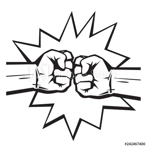 500x500 two clenched fists bumping together on pop art comic burst
