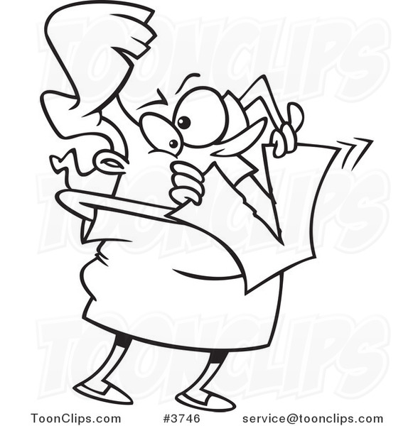 581x600 cartoon black and white line drawing of a lady tearing up her bad