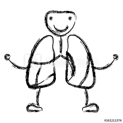 500x500 Blurred Hand Drawing Contour Caricature Respiratory System