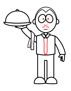 250x320 Cartoon Waiter Drawing Lesson
