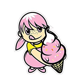342x342 Girl With Ice Cream Concession Restaurant Die Cut Window Static