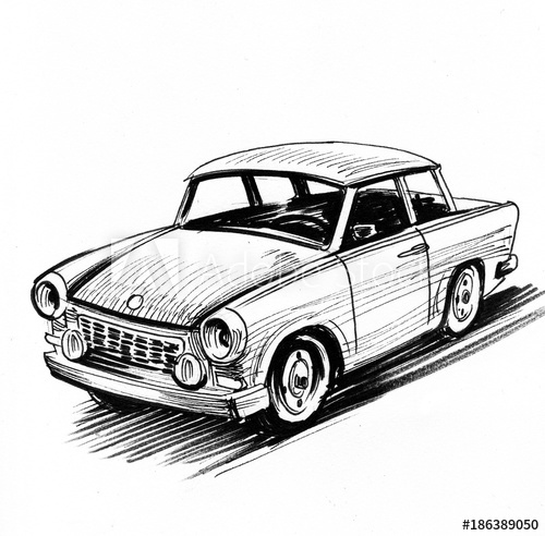 500x492 East German Retro Car Sketch