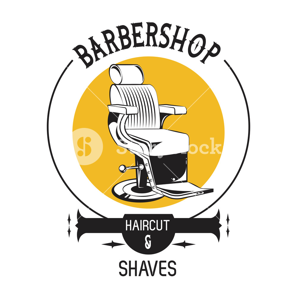 1000x1000 Barbershop Vintage Emblem With Retro Drawings Vector Illustration