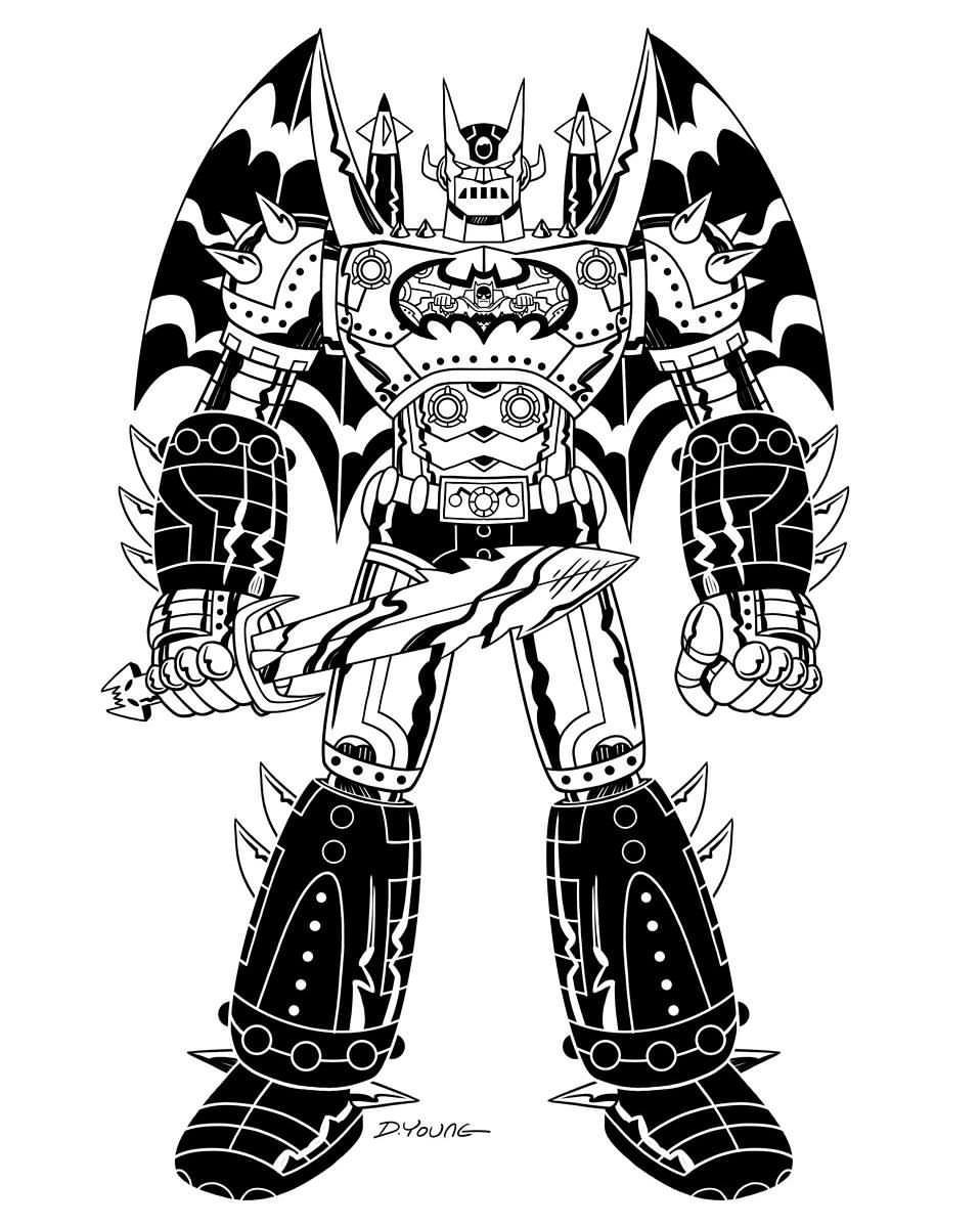 958x1198 Darryl Young Design Batman Shogun Warrior Black And White