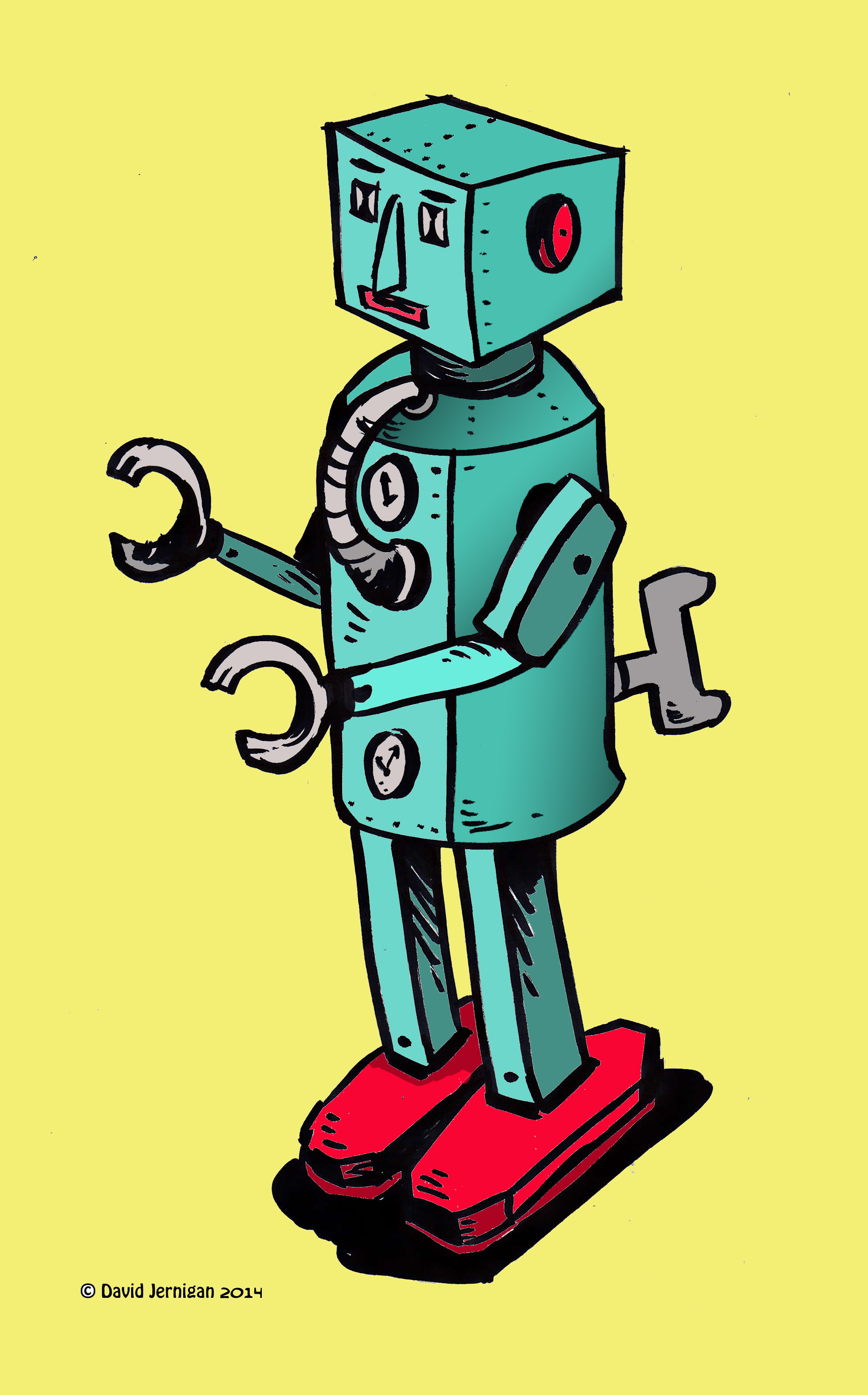 1966x3159 Retro Robot Drawing Sketcharound
