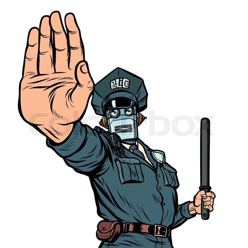 800x800 Stop Hand Gesture Robot Policeman Stock Vector Colourbox