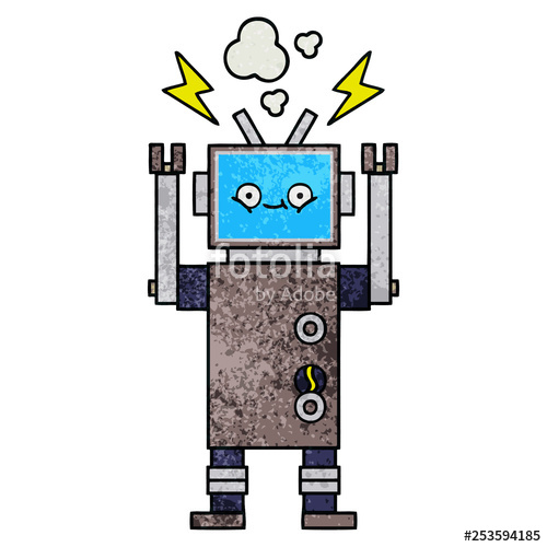 500x500 Retro Grunge Texture Cartoon Robot Stock Image And Royalty Free