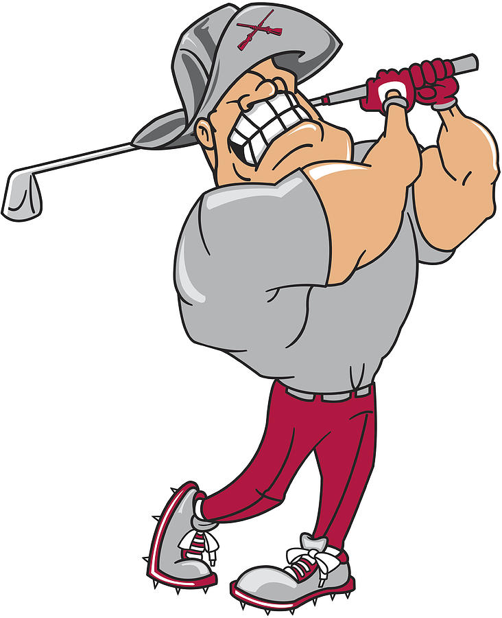 732x900 American Revolution Soldier Playing Golf Drawing