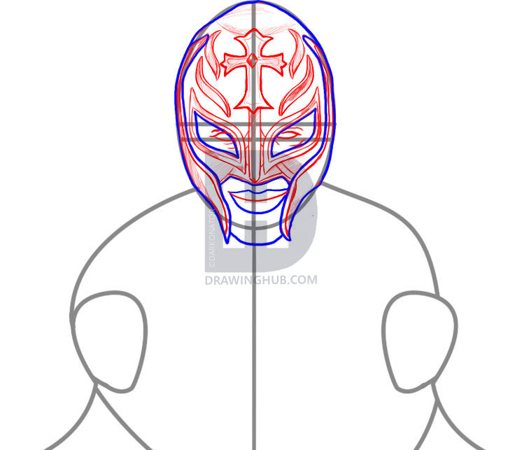 756x643 How To Draw Rey Mysterio, Step