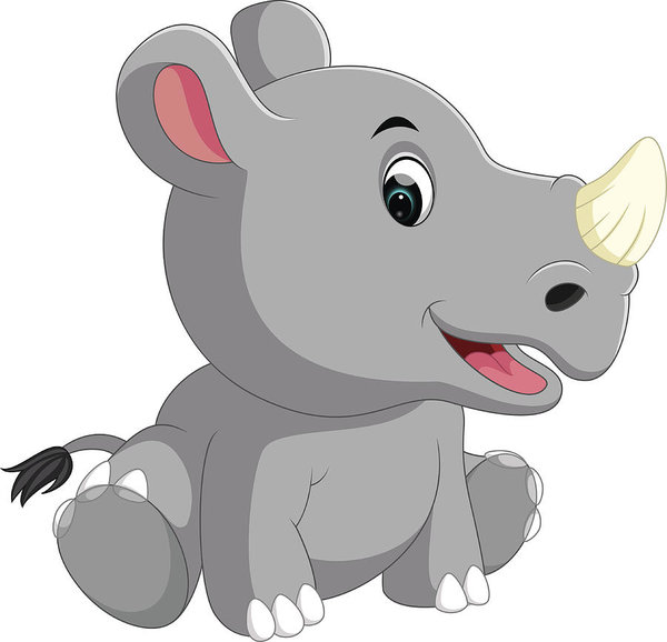 600x578 Cute Rhino Cartoon Art Print