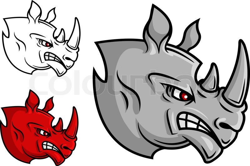 800x532 Fierce Cartoon Rhino Head With Glaring Stock Vector Colourbox