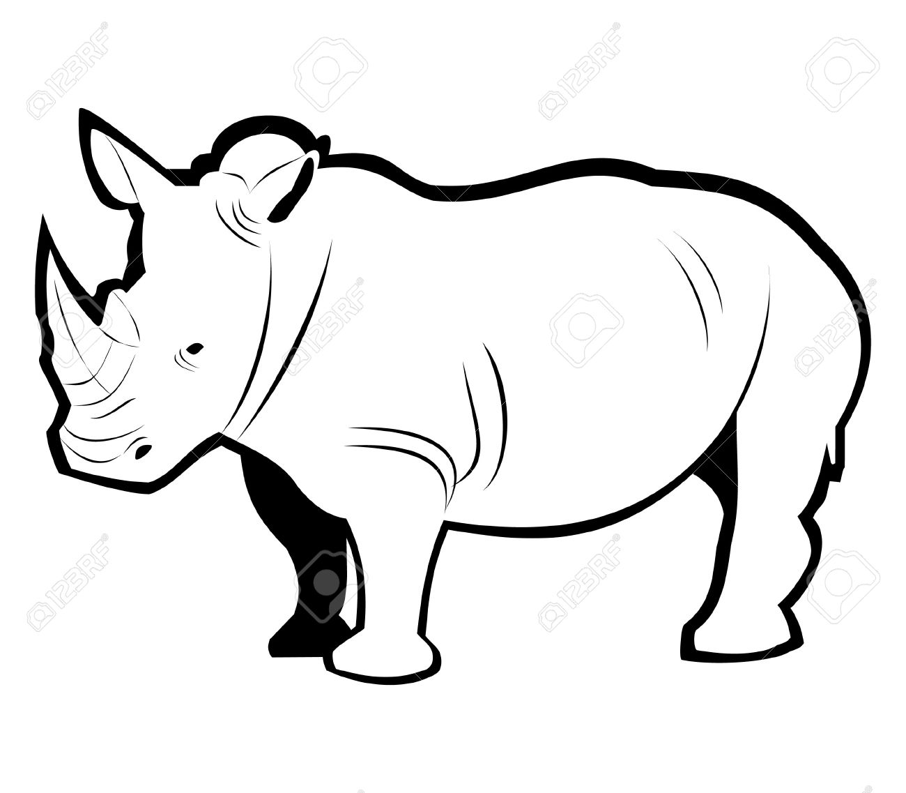 1300x1137 Huge Collection Of 'rhino Outline Drawing' Download More Than