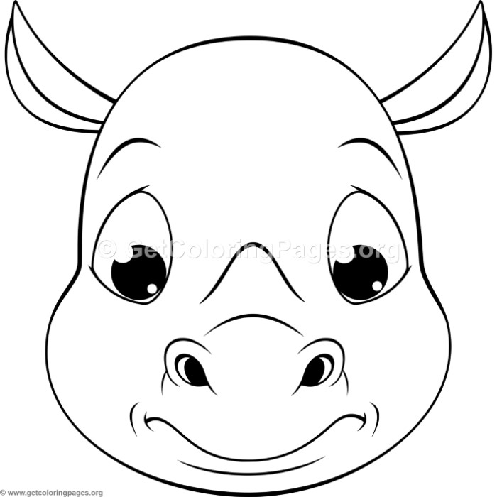 700x700 Cute Rhino Head Coloring Pages