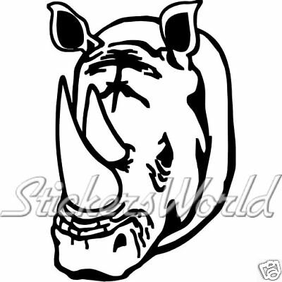 400x400 Rhino Rhinoceros Head Wild, Vinyl Sticker, Window Decal