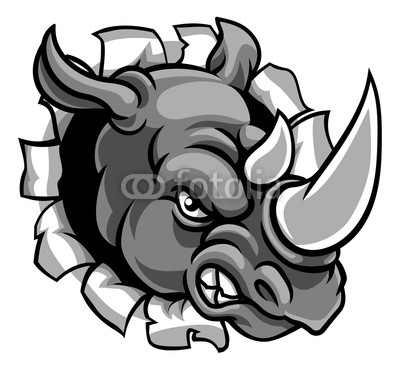 400x370 A Rhinoceros Or Rhino Angry Mean Animal Sports Mascot Cartoon Head