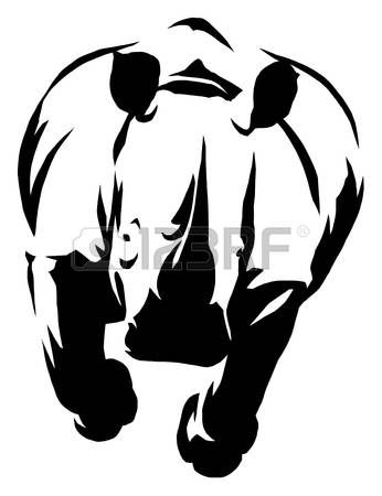 346x450 Black And White Linear Paint Draw Rhino Illustration Rhinos
