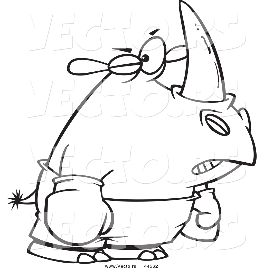 1024x1044 vector of a boxer rhino with one eye swollen shut