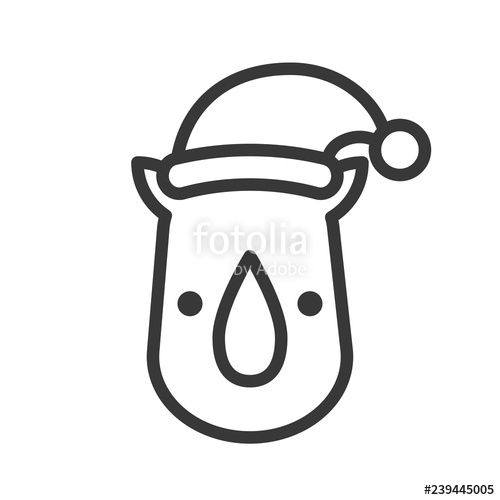 500x500 Rhino Wearing Santa Hat Outline Icon Editable Stroke Stock Image