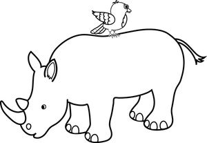 300x207 rhino outline with bird cute rhinos rhino tattoo, safari