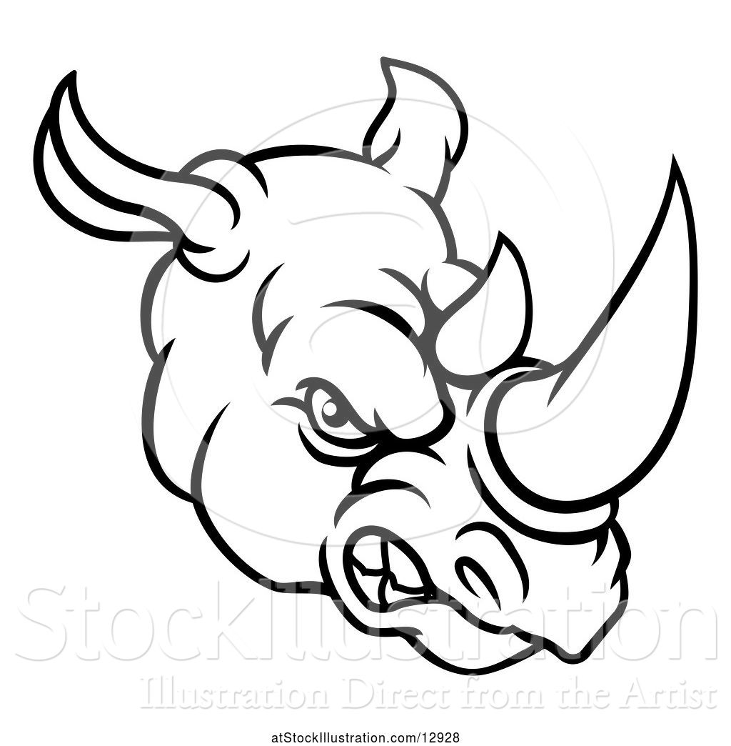 1024x1044 Vector Illustration Of Black And White Tough Rhinoceros Sports