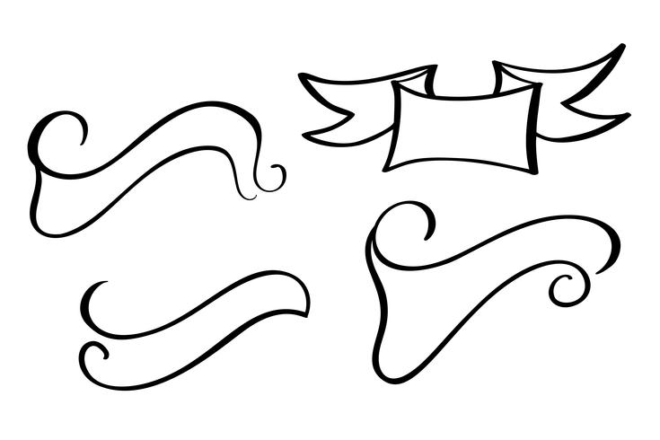 735x490 Set Vintage Ribbon Banner Vector Hand Drawing Style