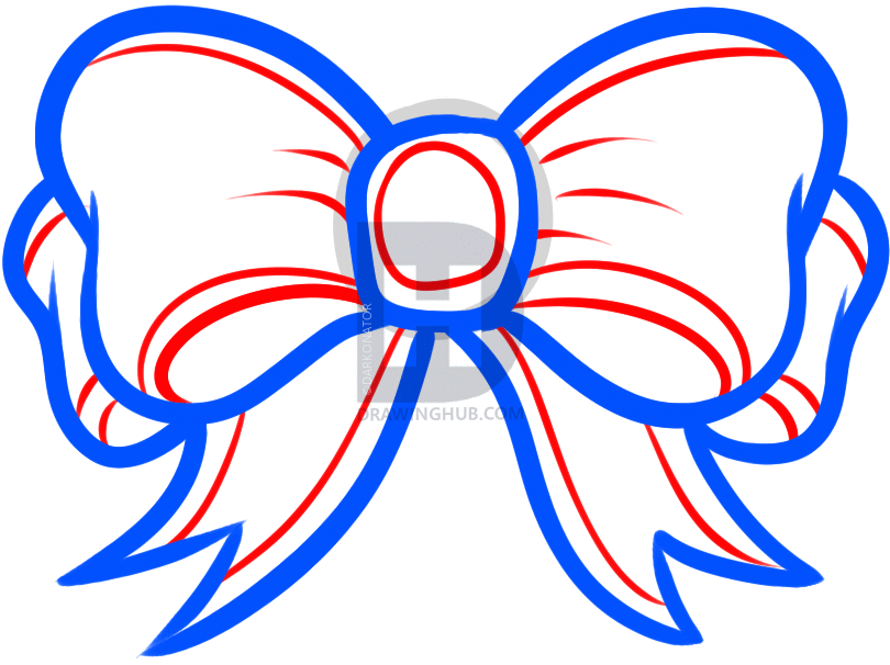 810x606 How To Draw A Christmas Ribbon, Step