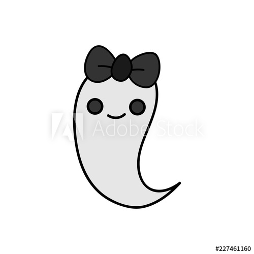 500x500 Cute Hand Drawn Spooky Girly Ghost Vector Illustration Halloween